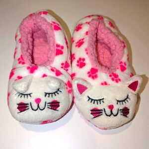 Kids Cat Slippers - Pink & White